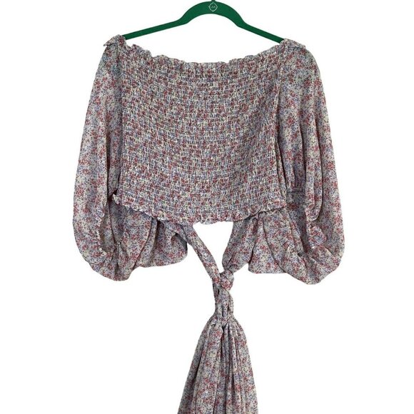 Retro Floral Top 5x Pink Feminine Crop Ruffle Boho Dainty Western 80s Chic Indie - Picture 10 of 12